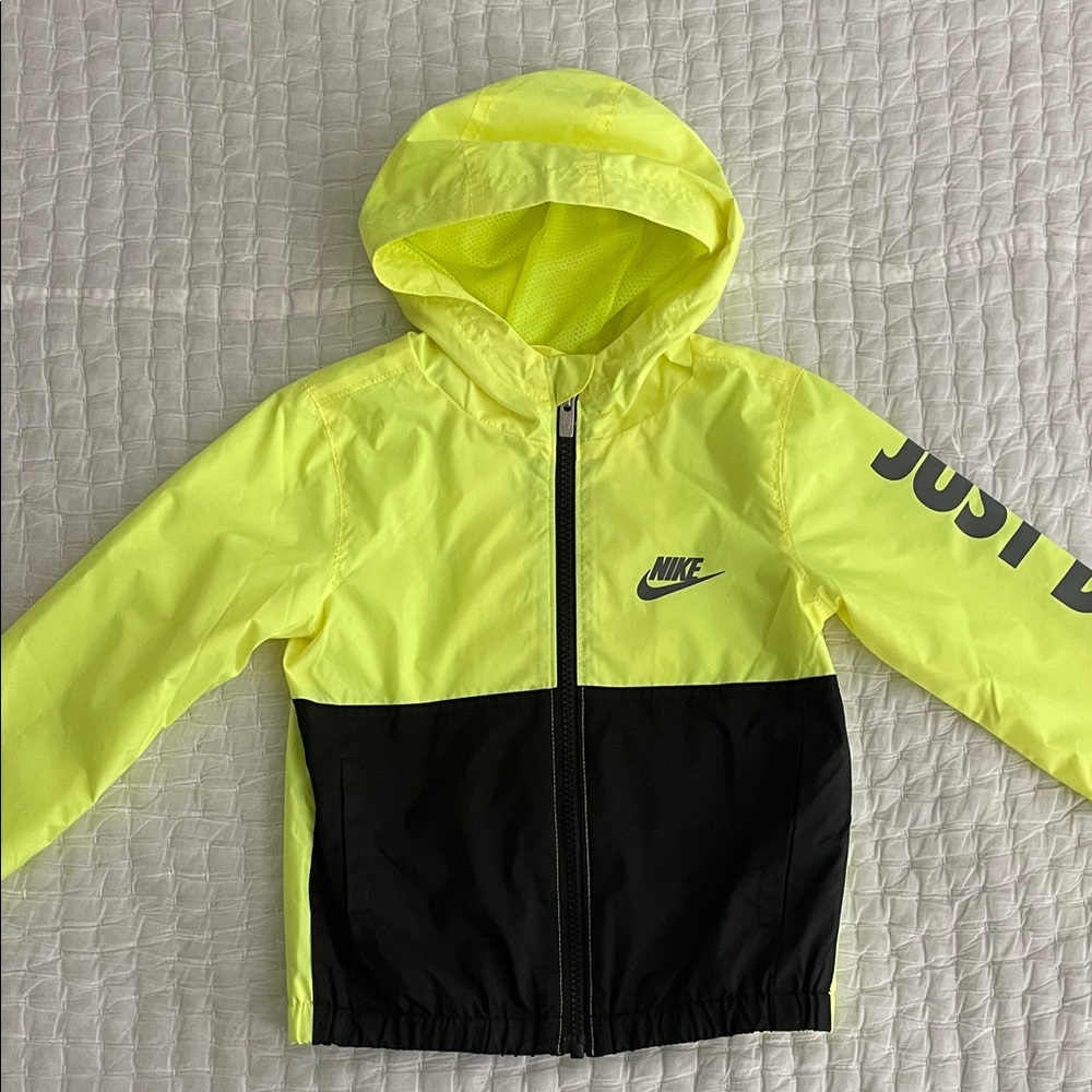 Toddler  Nike Neon Yellow and Black Hooded Jacket- lightweight